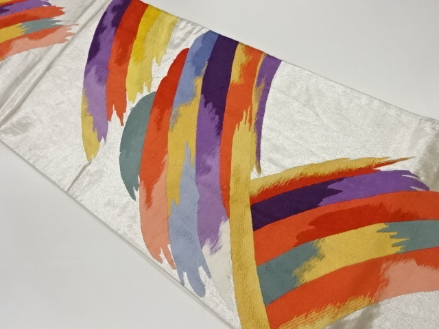 曲線模様織出し袋帯